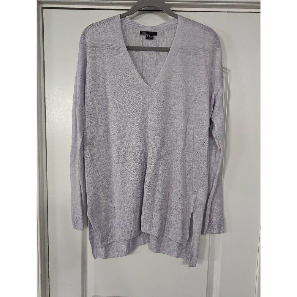Vince Light Gray V-Neck Sweater